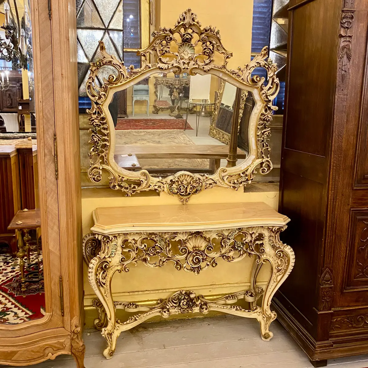 Antique Italian Console And Mirror Set 1