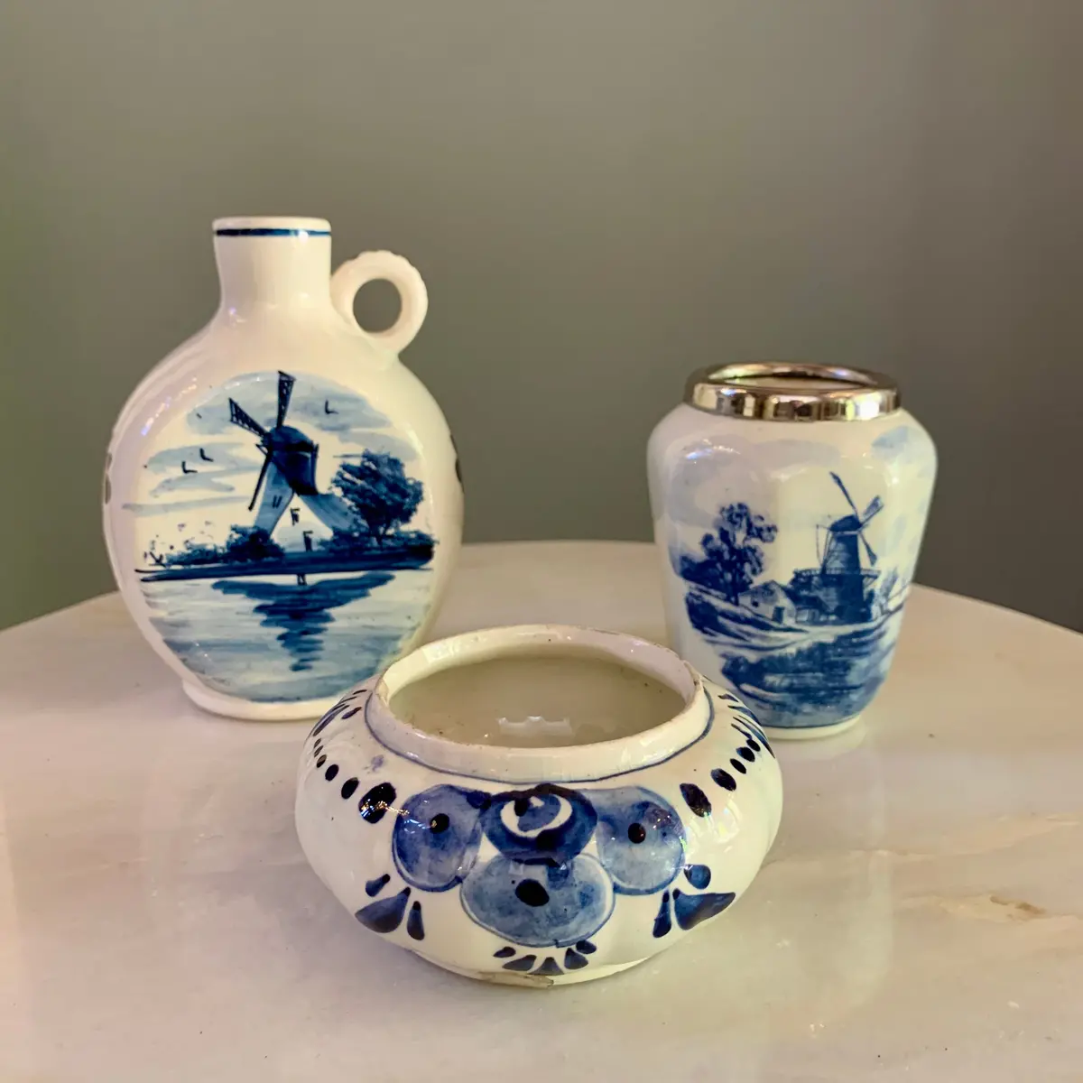 Cute Antique Delft Set Of Three 1