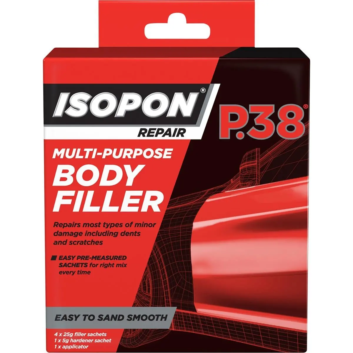 Isopon Multi Purpose Body Filler Pre-Measured Satchets & Applicator 4 X 25G 1