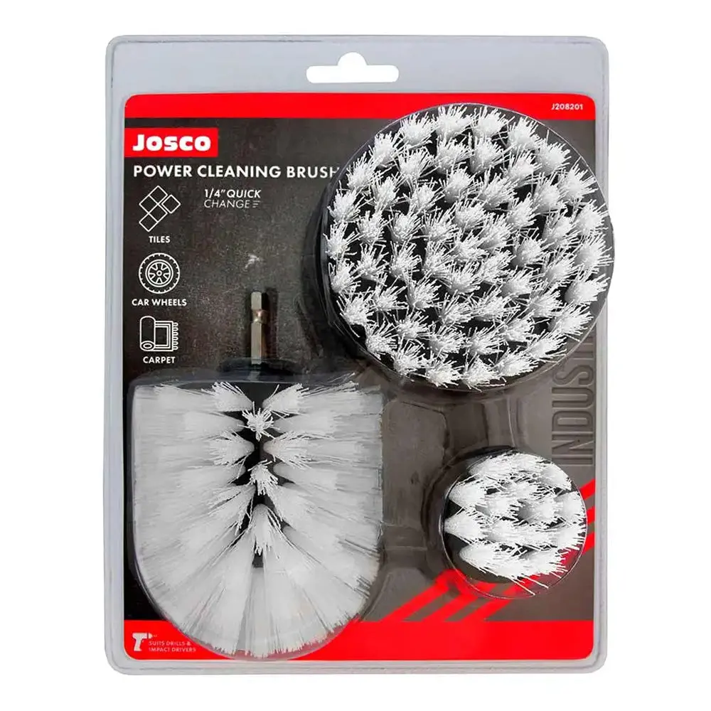 Josco Heavy Duty Drill Mounted Cleaning Brush Kit 3 Pieces 1