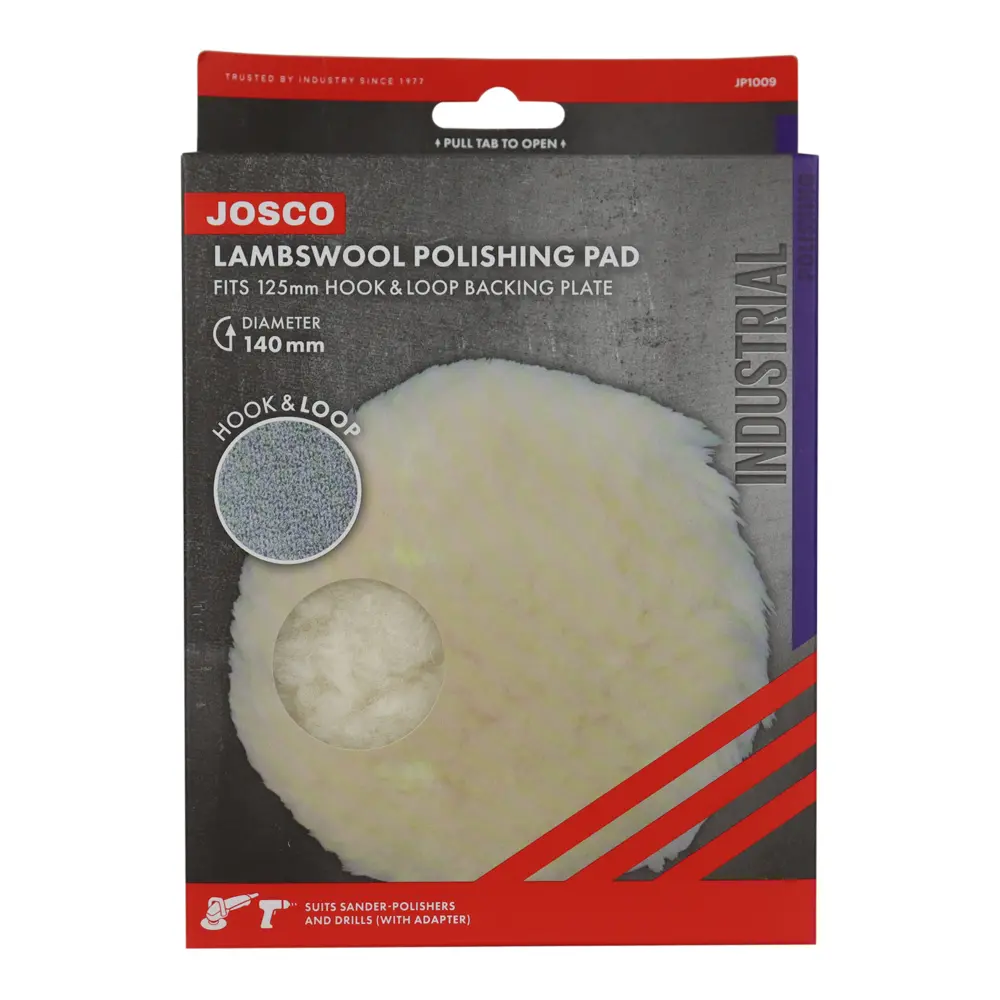 Josco Lambswool Polishing Pad 140Mm Hook & Loop Industrial Wool Jp1009 1