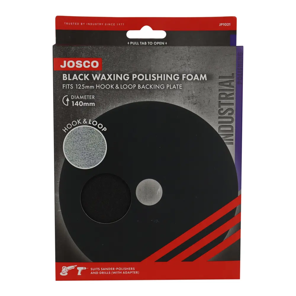 Josco Black Waxing Polishing Foam Pad 140Mm Hook & Loop Industrial Jp1021 1