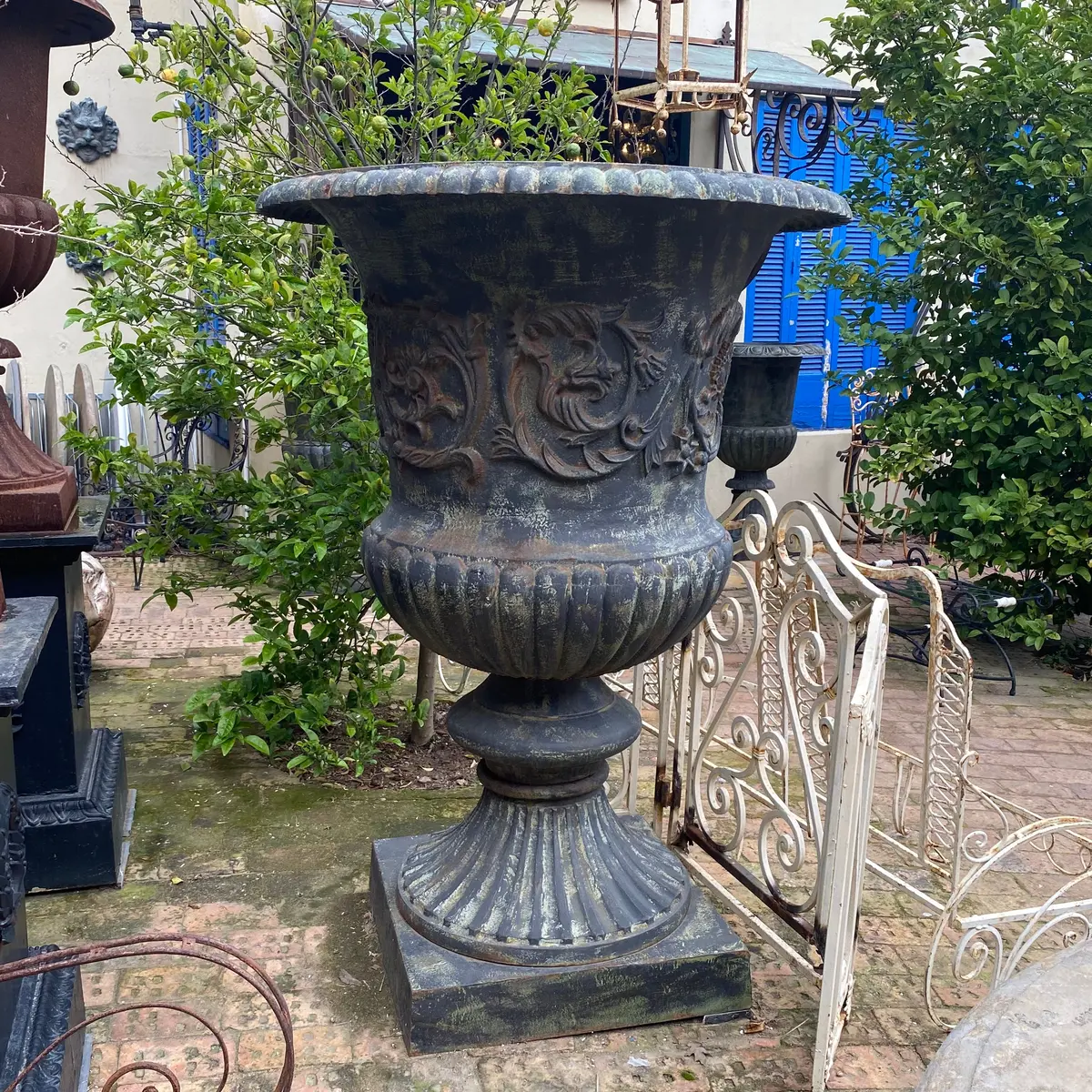 French Scroll Cast Iron Urn - Sold 2