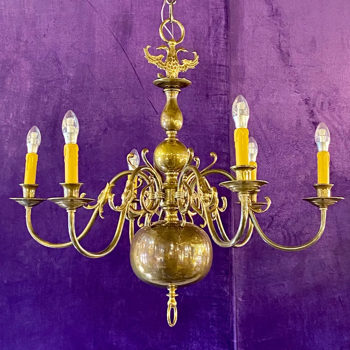 Antique Brass Flemish Chandelier - Sold 1