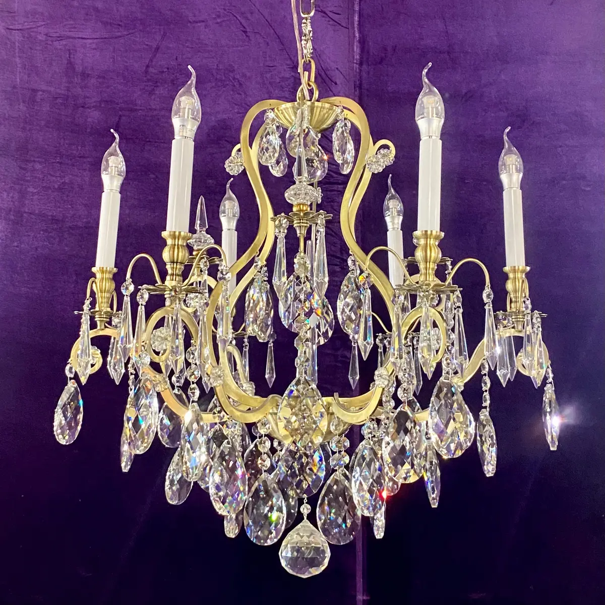 Beautiful Italian Cage Style Chandelier With Crystals 1