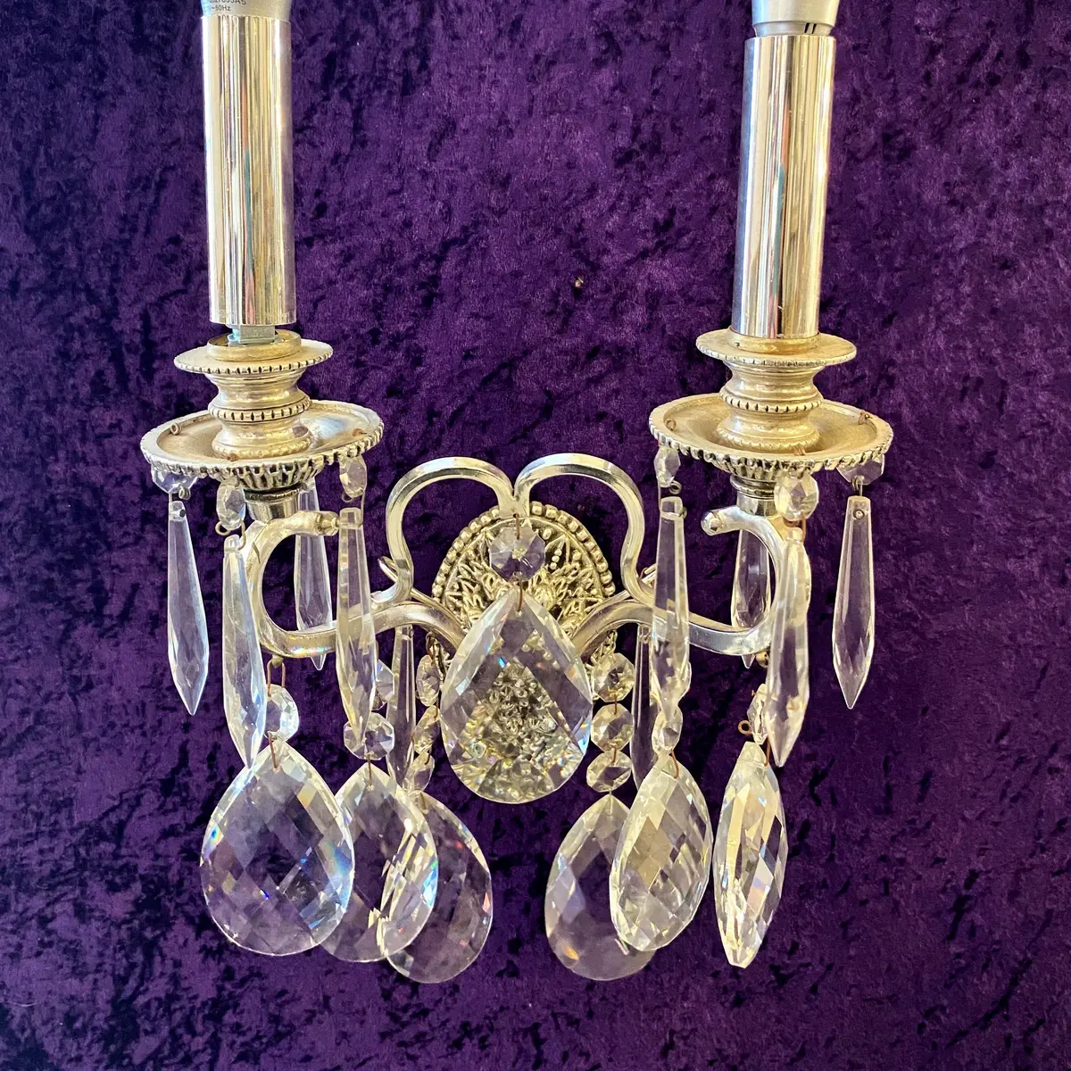 Delos Custom Designed Nickel & Crystal Wall Light 1