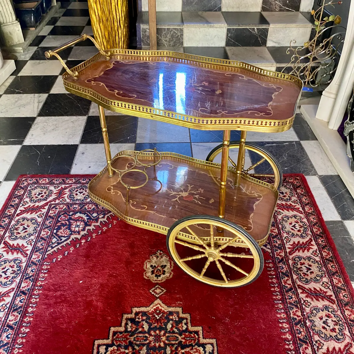 Vintage Inlaid Drinks Trolley 1