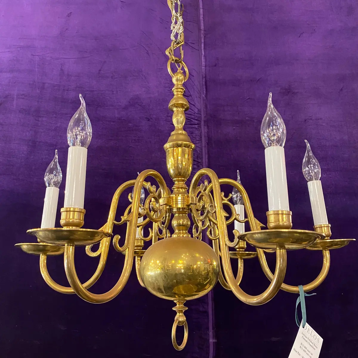 Antique Polished Brass Flemish Chandelier 1