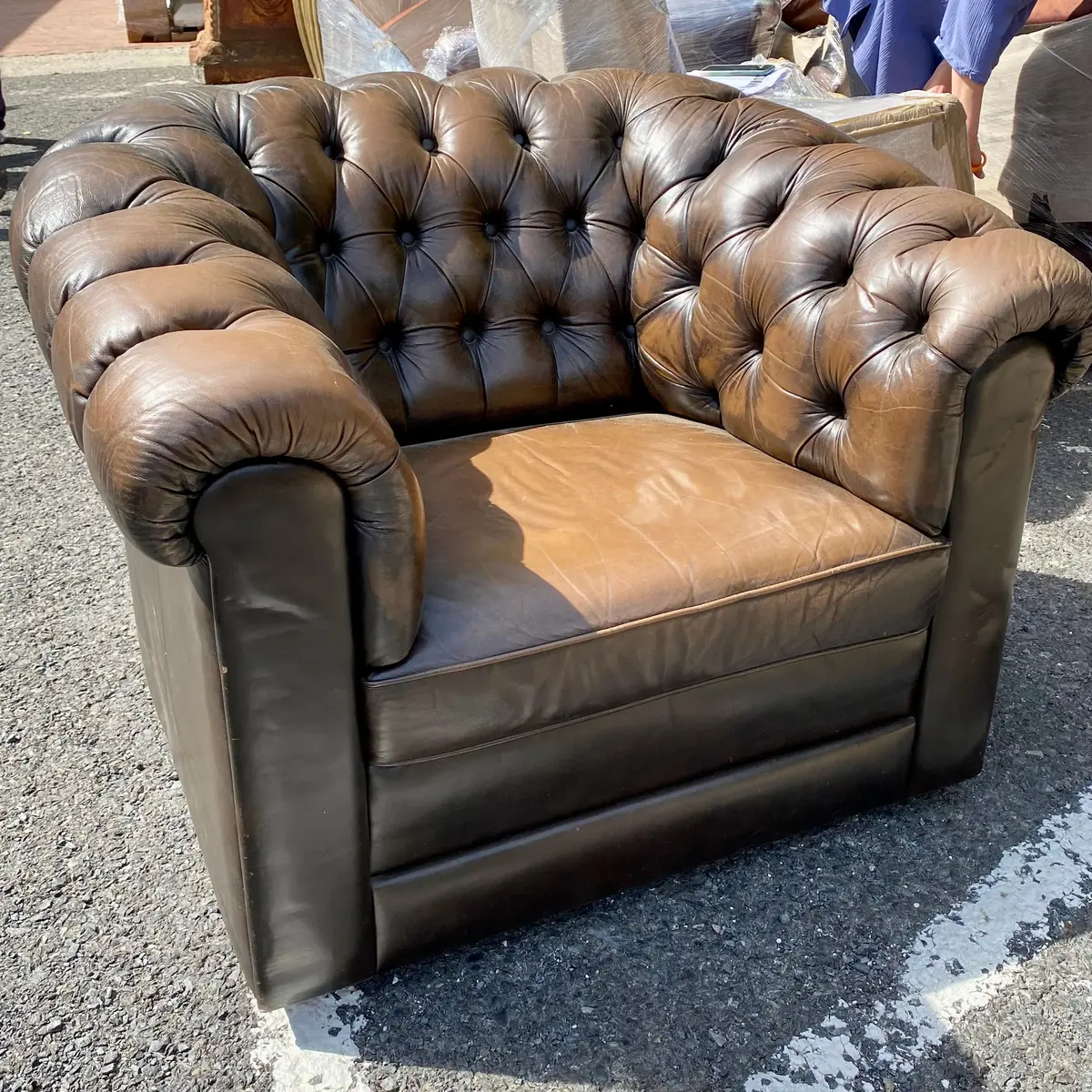 Vintage Leather Chesterfield Tub Chair - Sold 1