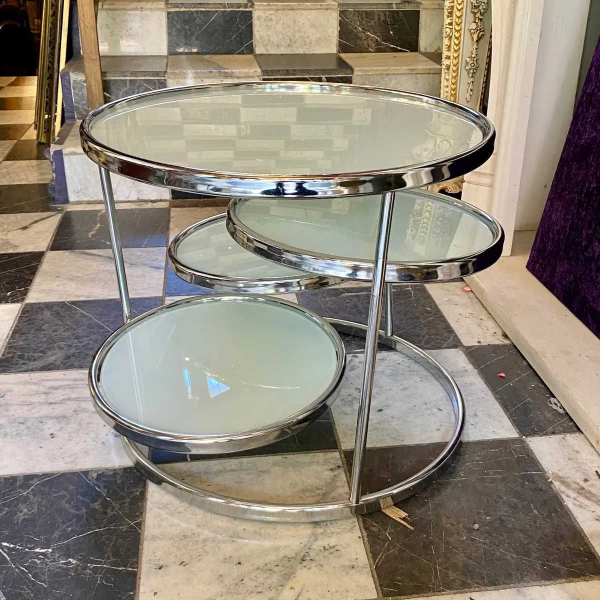 1960'S Chrome & Frosted Glass Kare Design Table - Sold 1