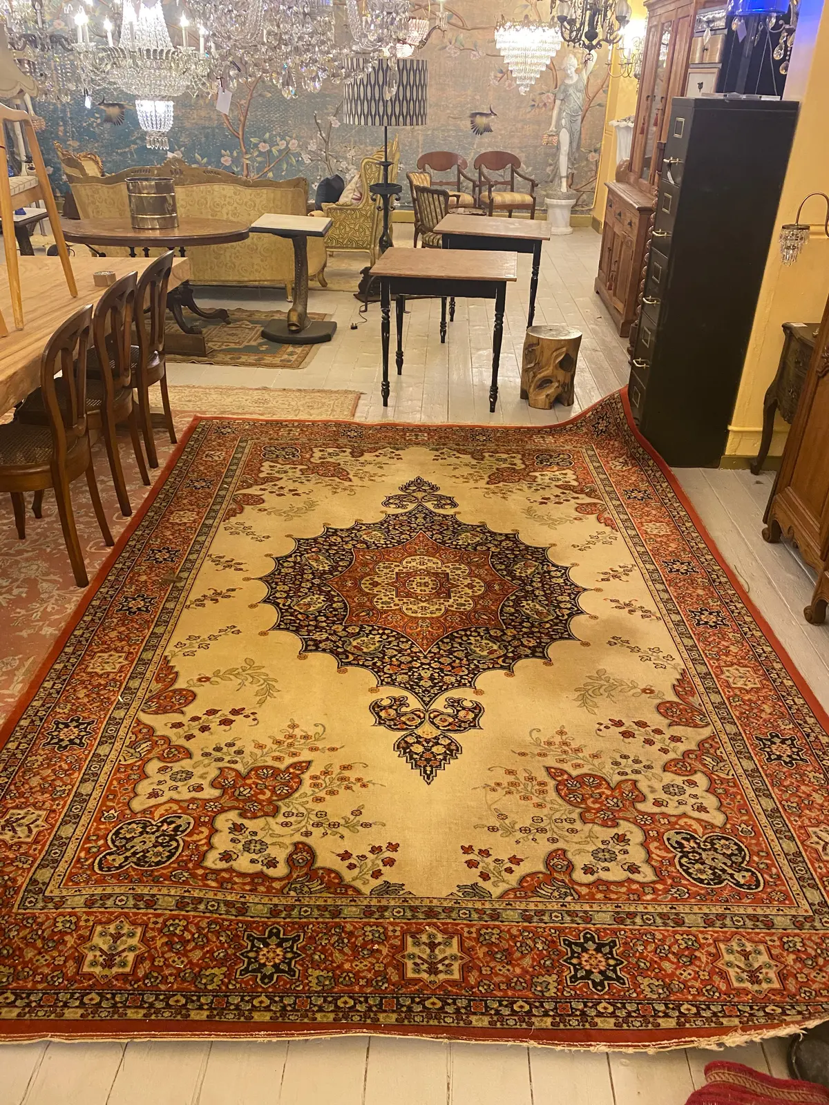 Cream & Red Vintage Rug 1