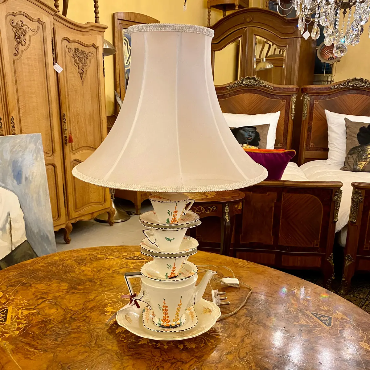 Art Deco Style Stacked Tea Pot Lamp - Sold 1