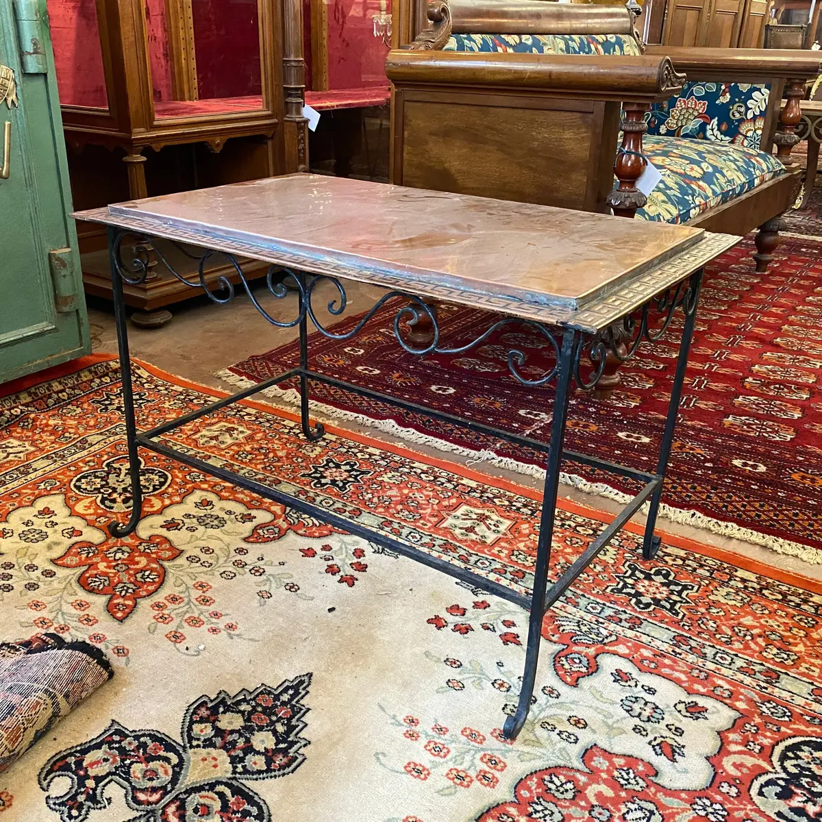 Wrought Iron Occasional Table With Copper Top 1