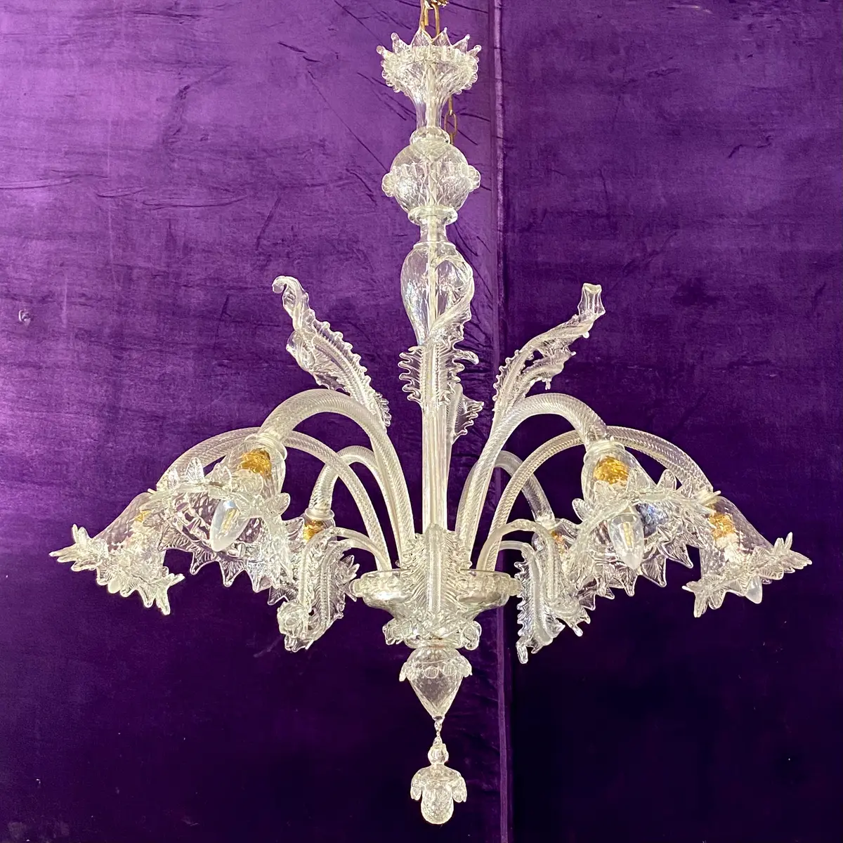 Incredible!! Clear Glass Antique Murano Chandelier - Sold 1
