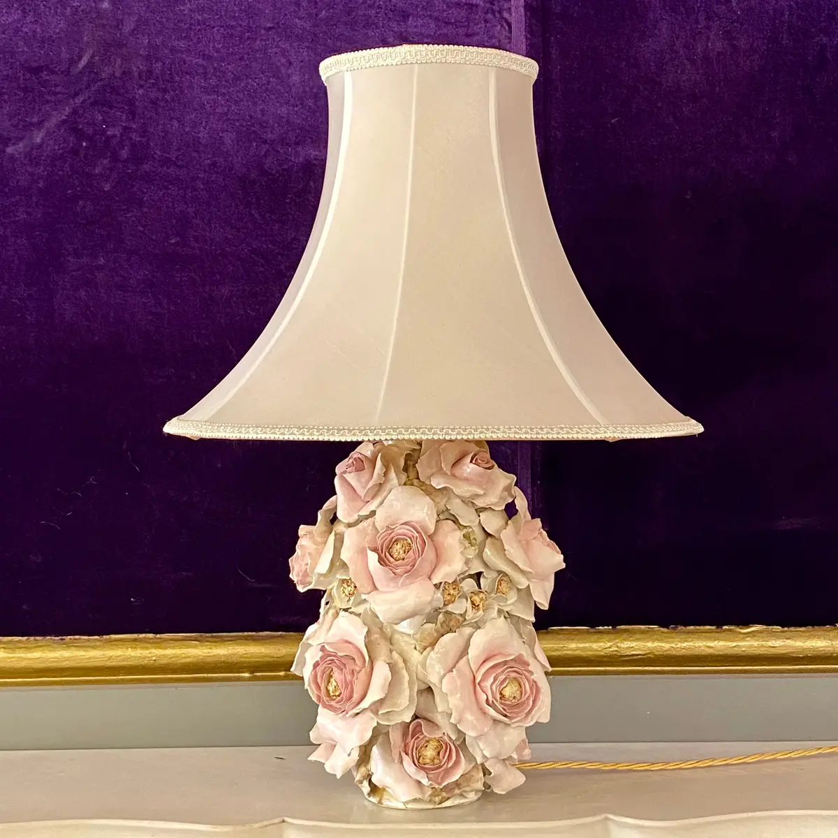 Delicate Porcelain Rose Lamp Base - Sold 1
