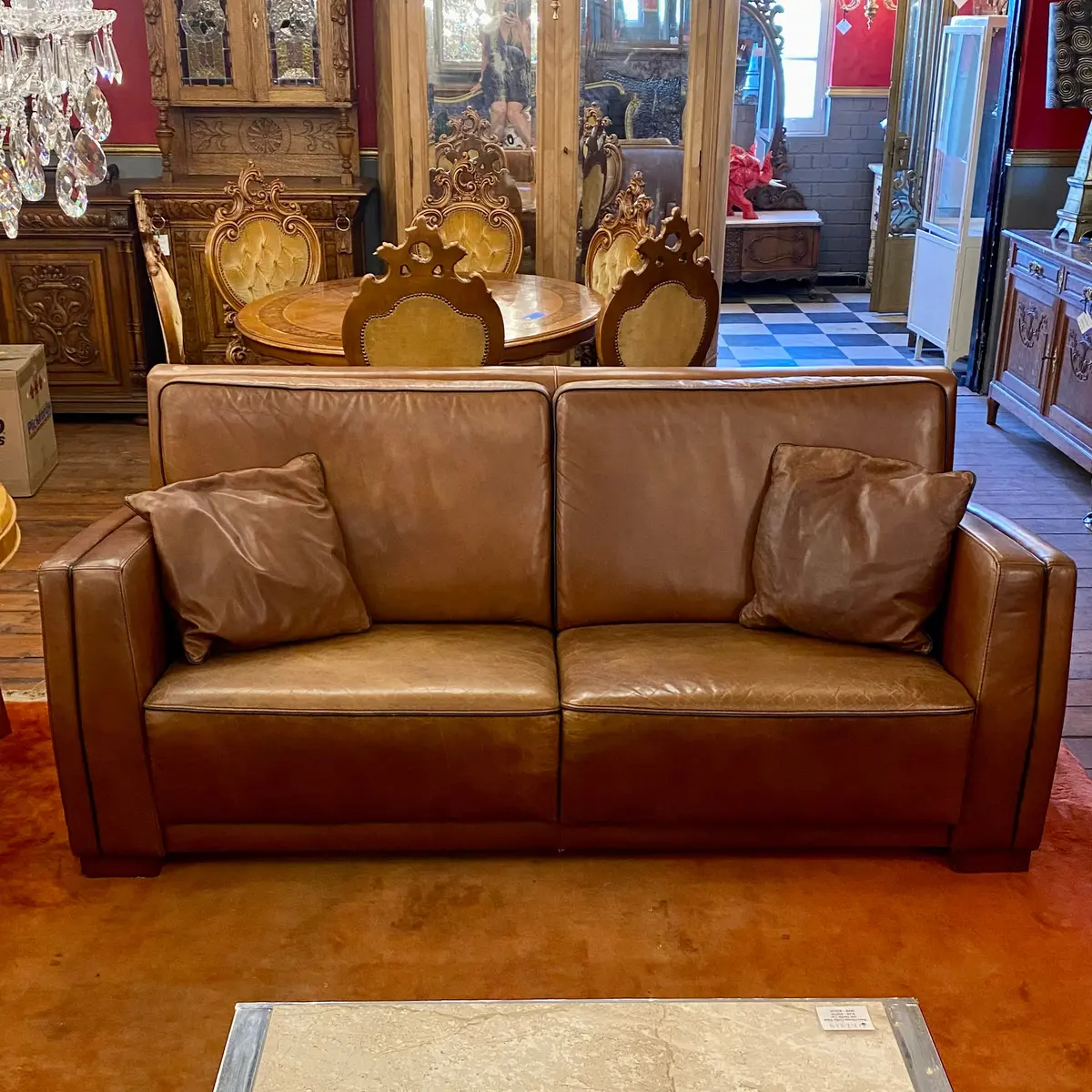 Art Deco Tan Leather Two Seater Sofa - Sold 1
