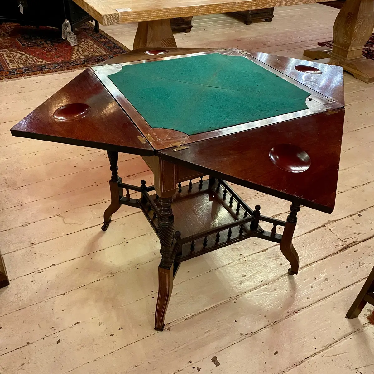 Antique Inlaid Card Table On Castors - Sold 1