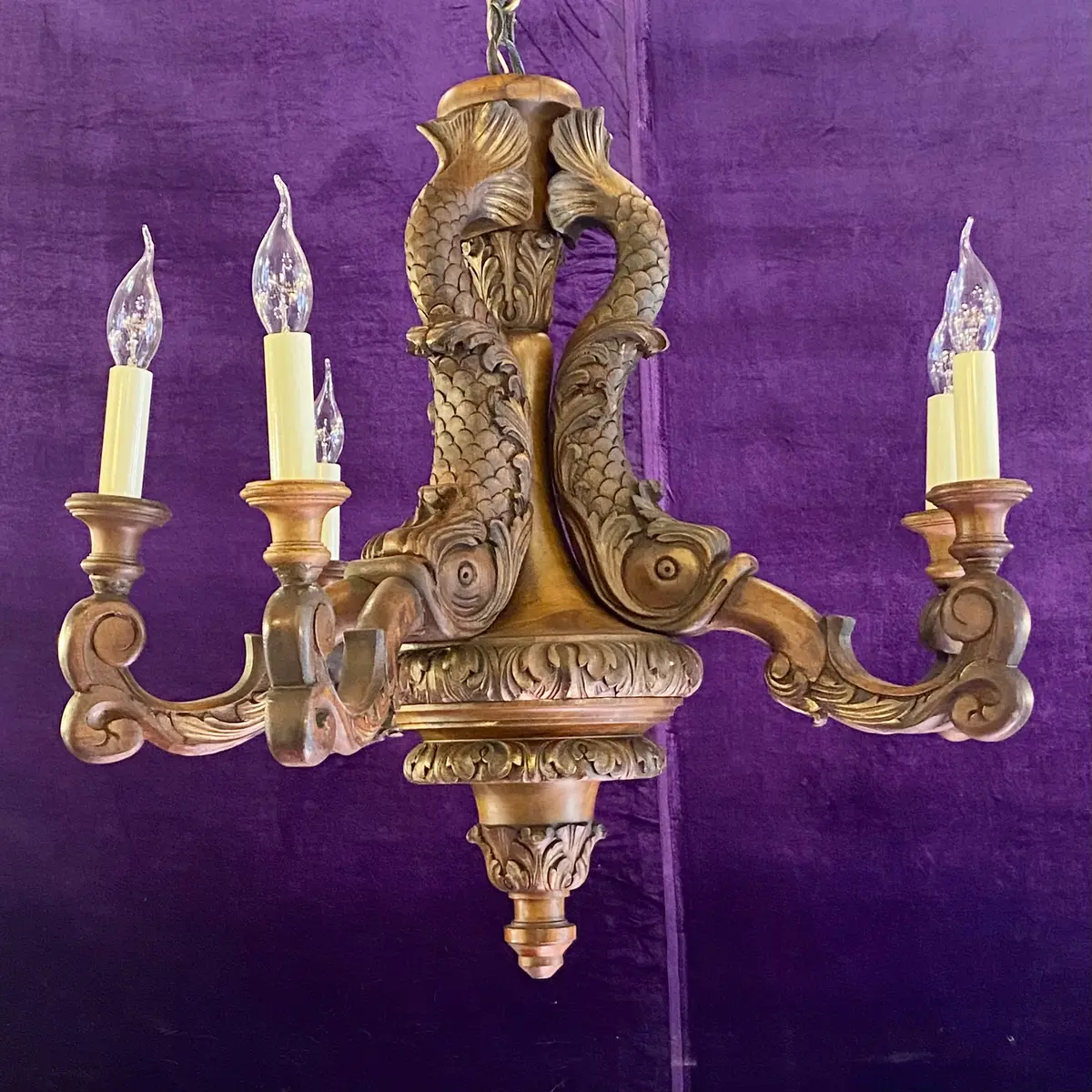 Unusual Antique French Wooden Chandelier - Sold 1