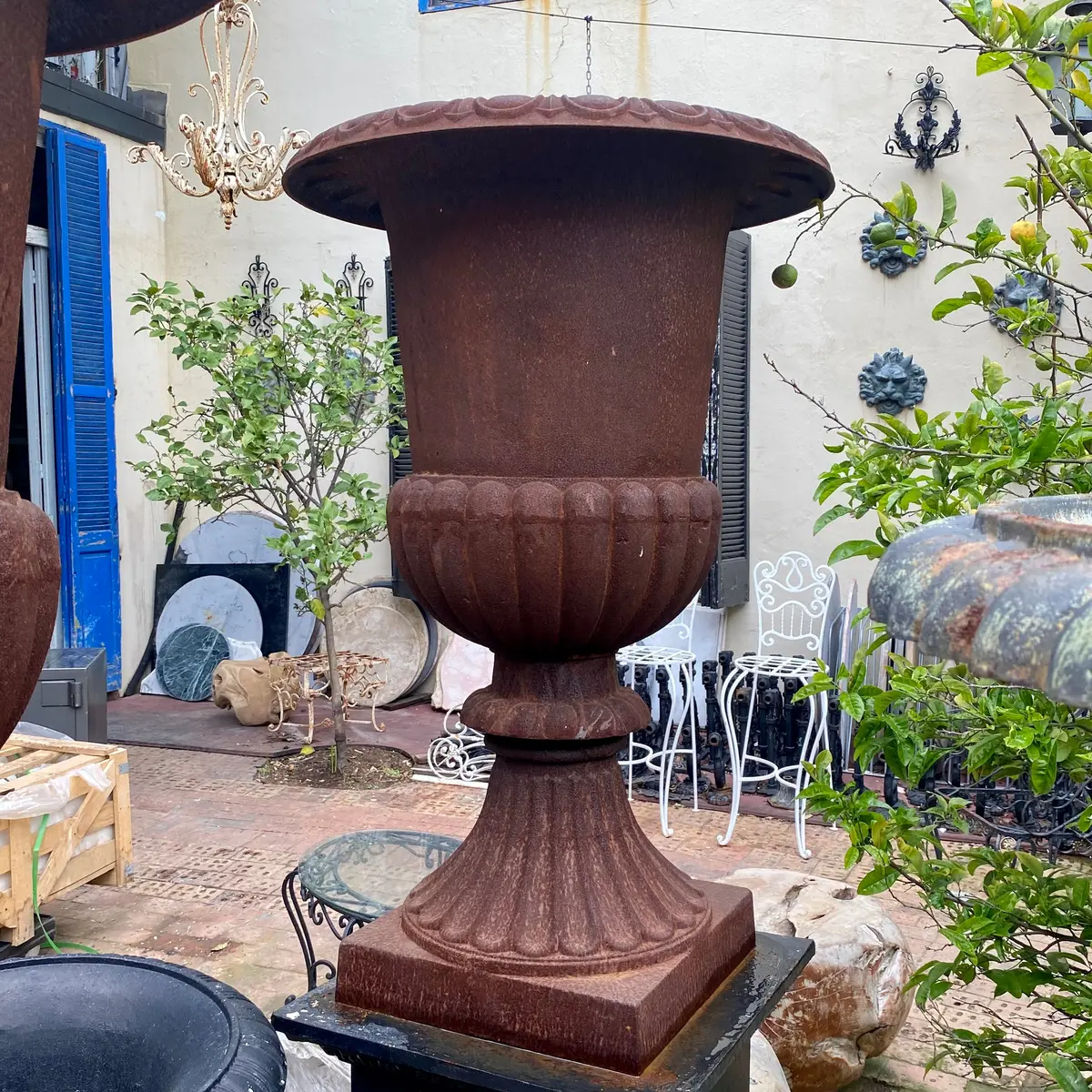 Classic Tall Cast Iron Urn - Sold 2
