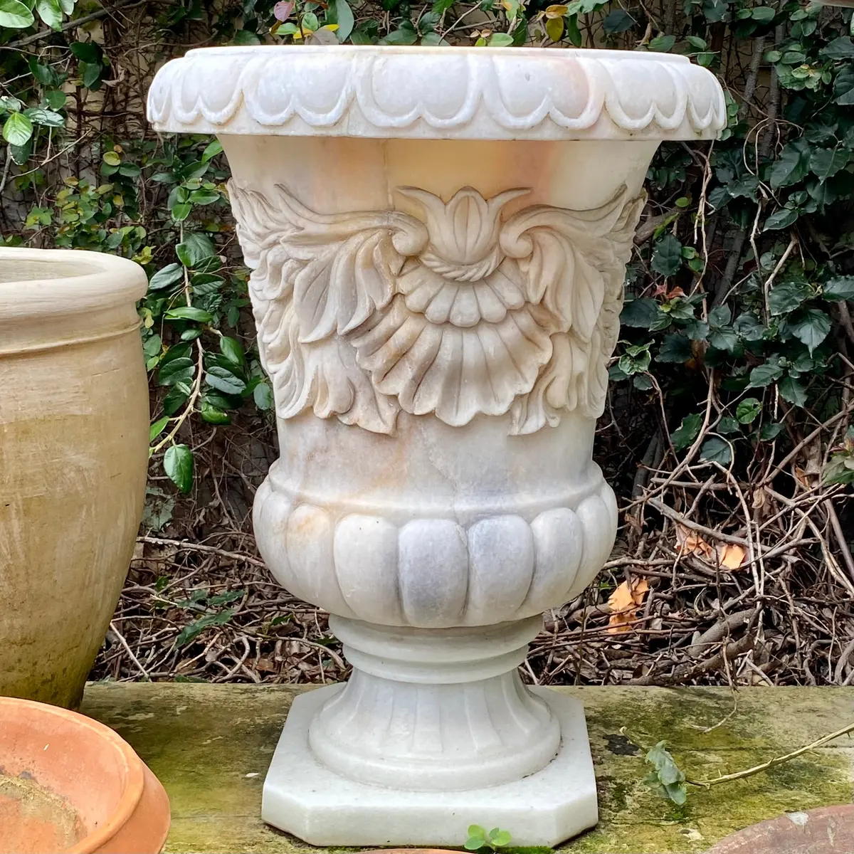 Elegant White Marble Urns - Sold 1