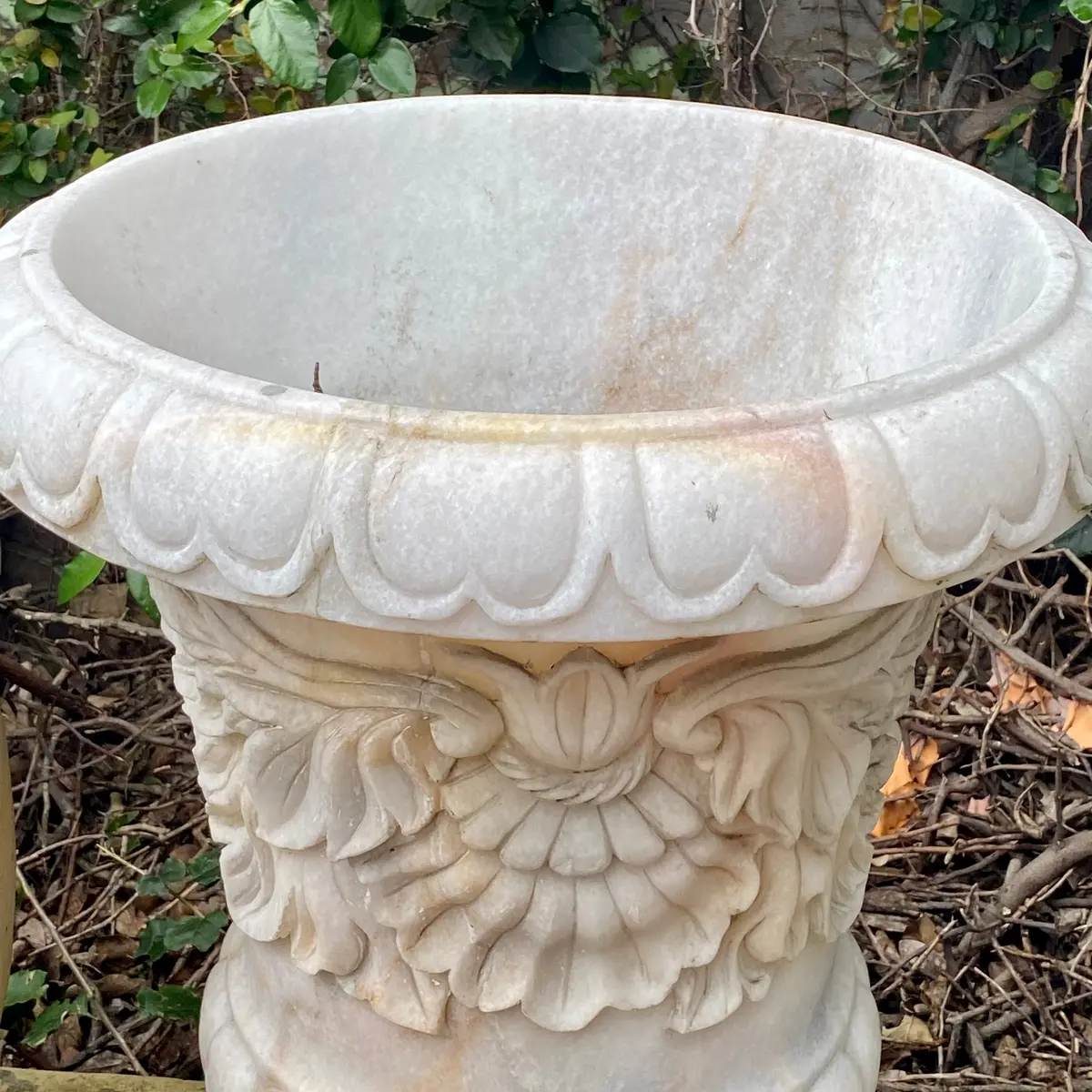 Elegant White Marble Urns - Sold 2