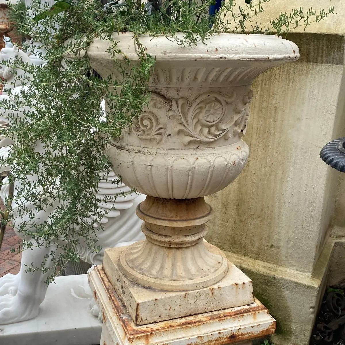 Small Ornate Cast Iron Urn - Sold 1