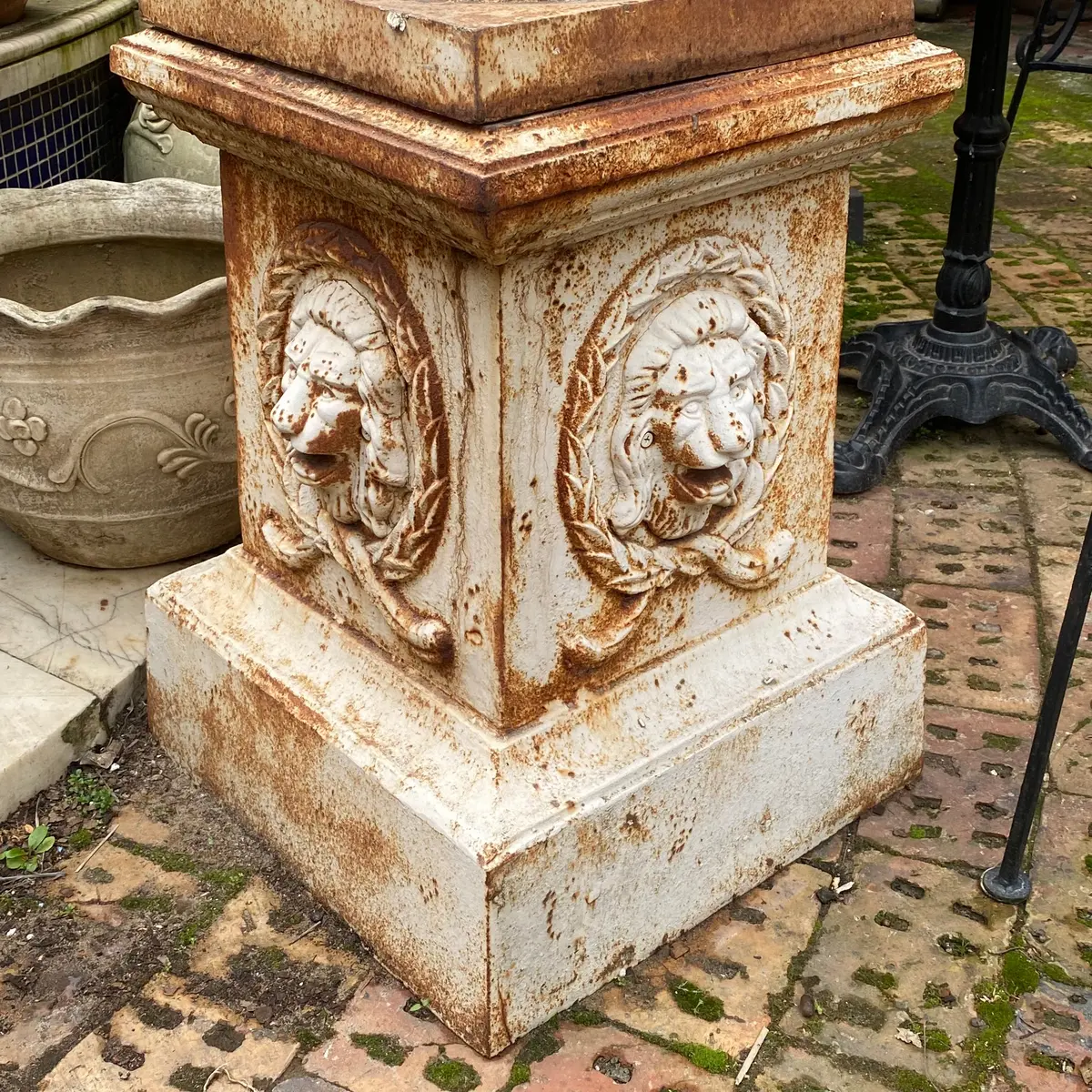 Cast Iron Plinth With Lion's Face - Sold 1