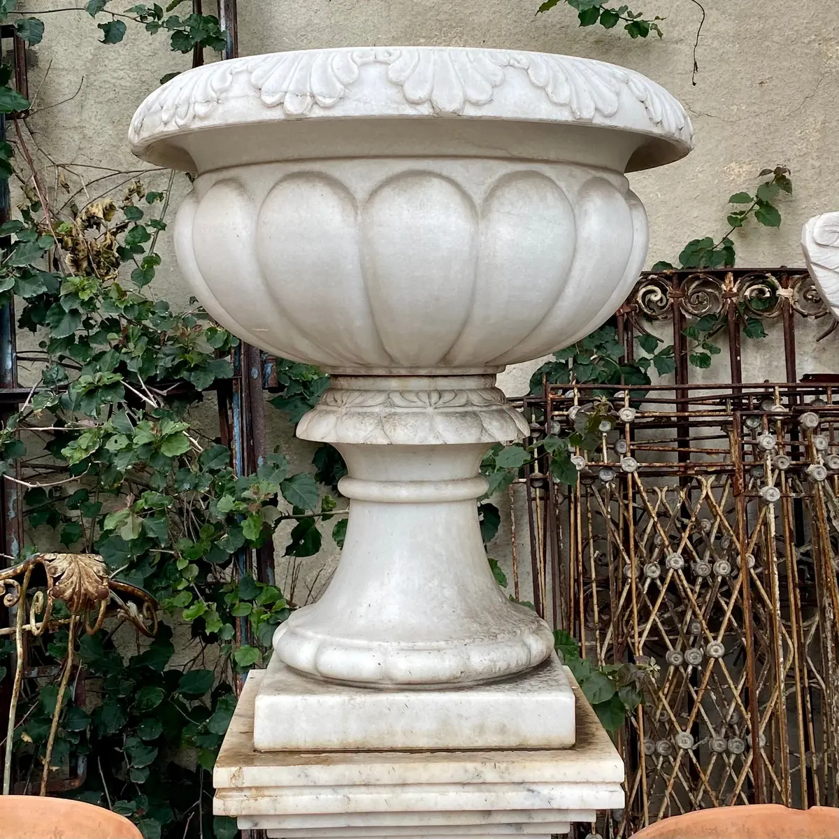 A Heavy White Marble Classic Grecian Urn 1