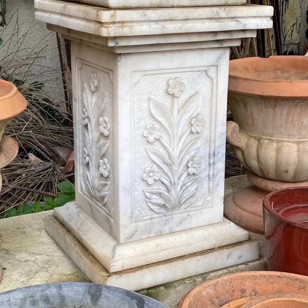 Carved White Marble Plinths - Sold 1