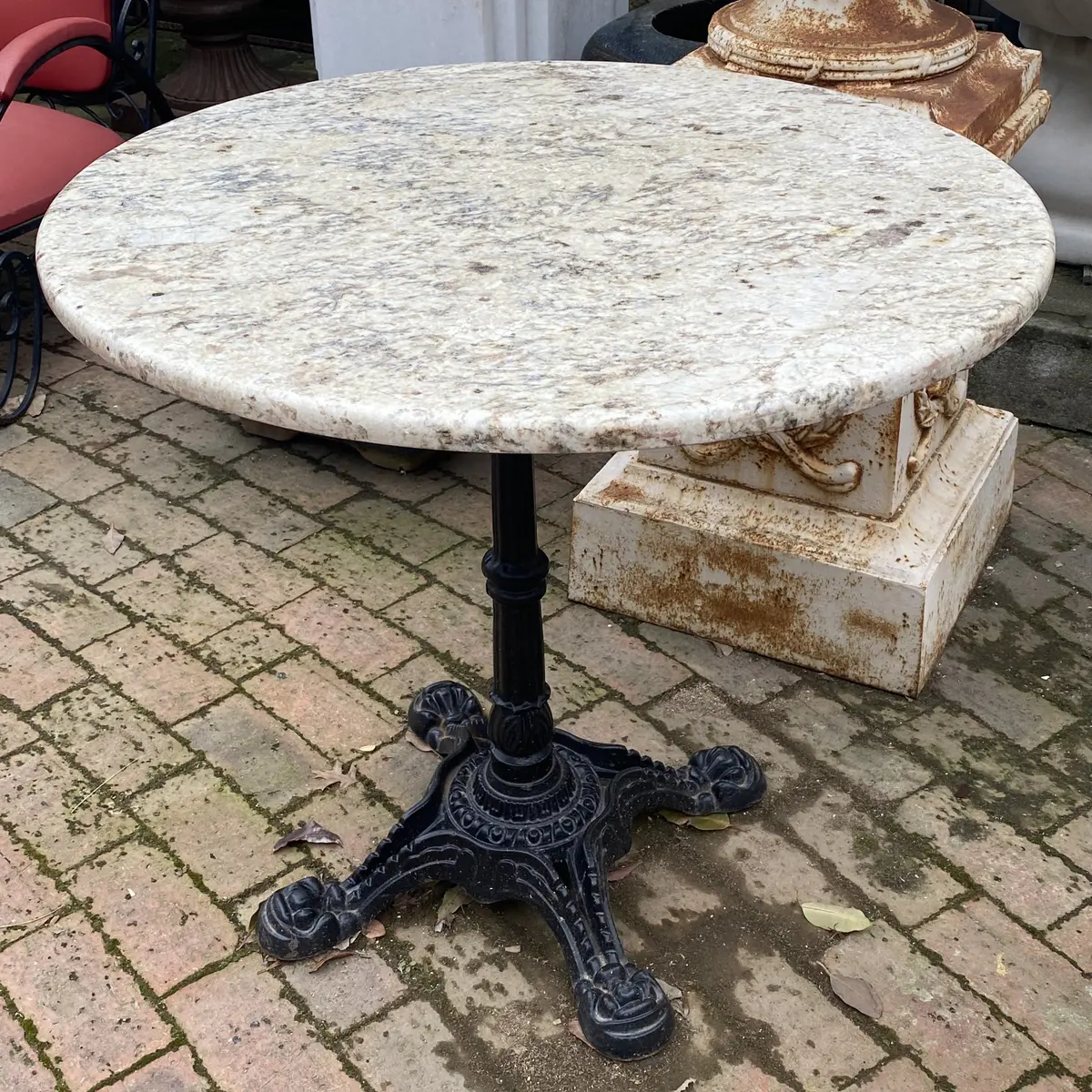 800Mm Diameter Marble Table Top With Cast Iron Base - Sold 1