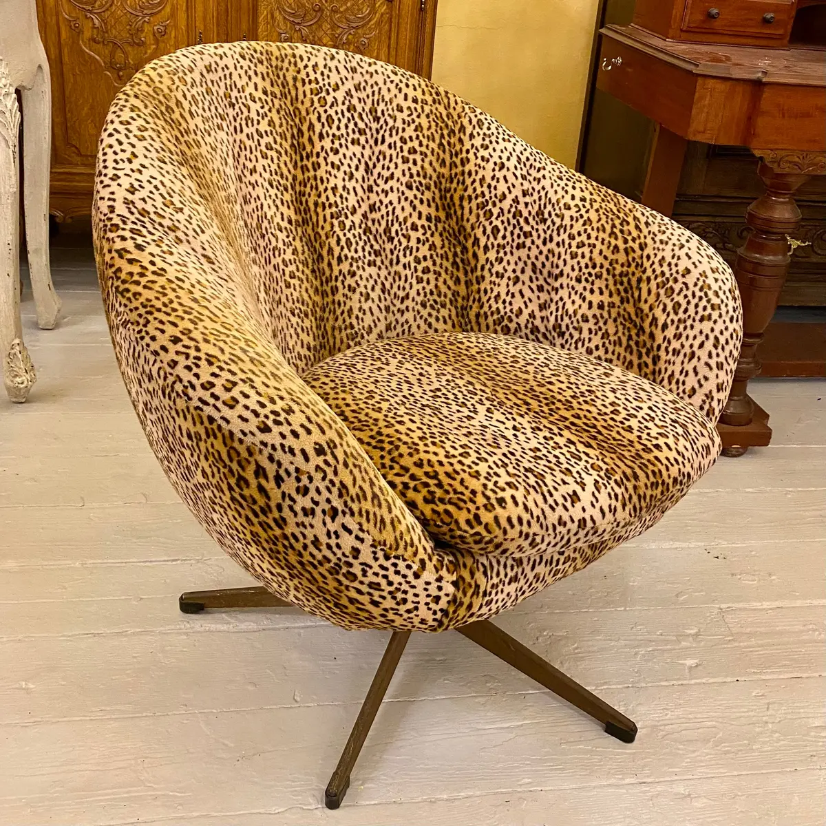 Vintage Leopard Print Swivel Chair - Sold 1