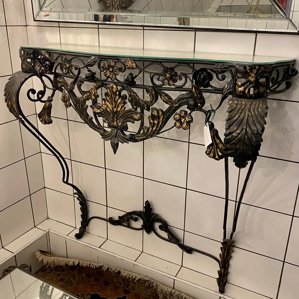 Wrought Iron Console With Gold Accents - Sold 1