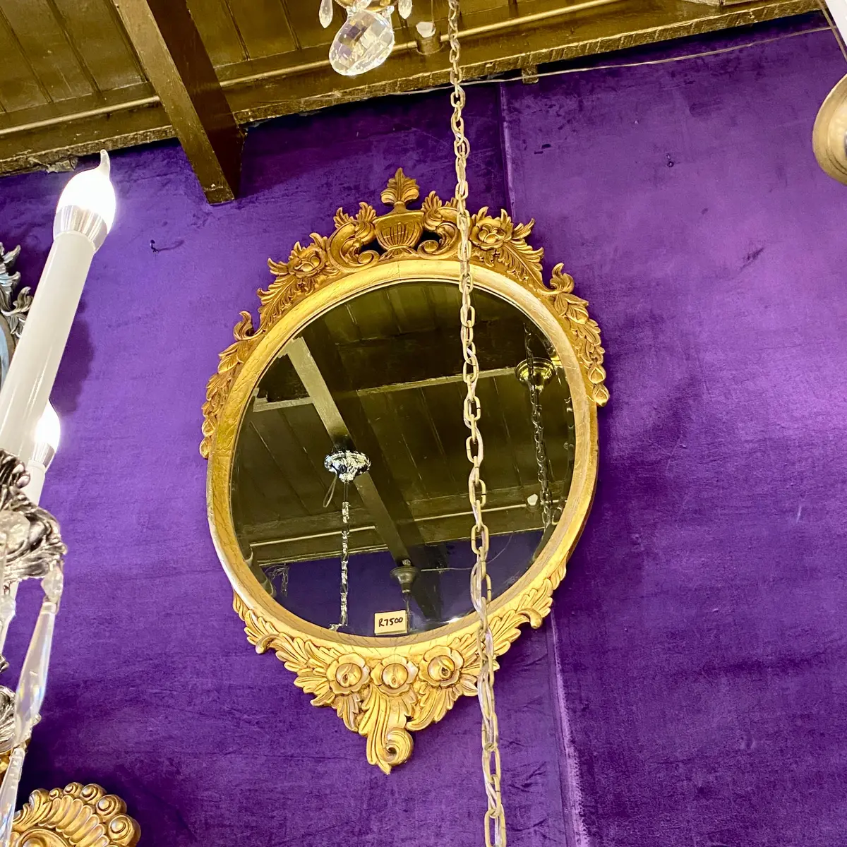 Oval French Style Mirror With Carved Detail 1