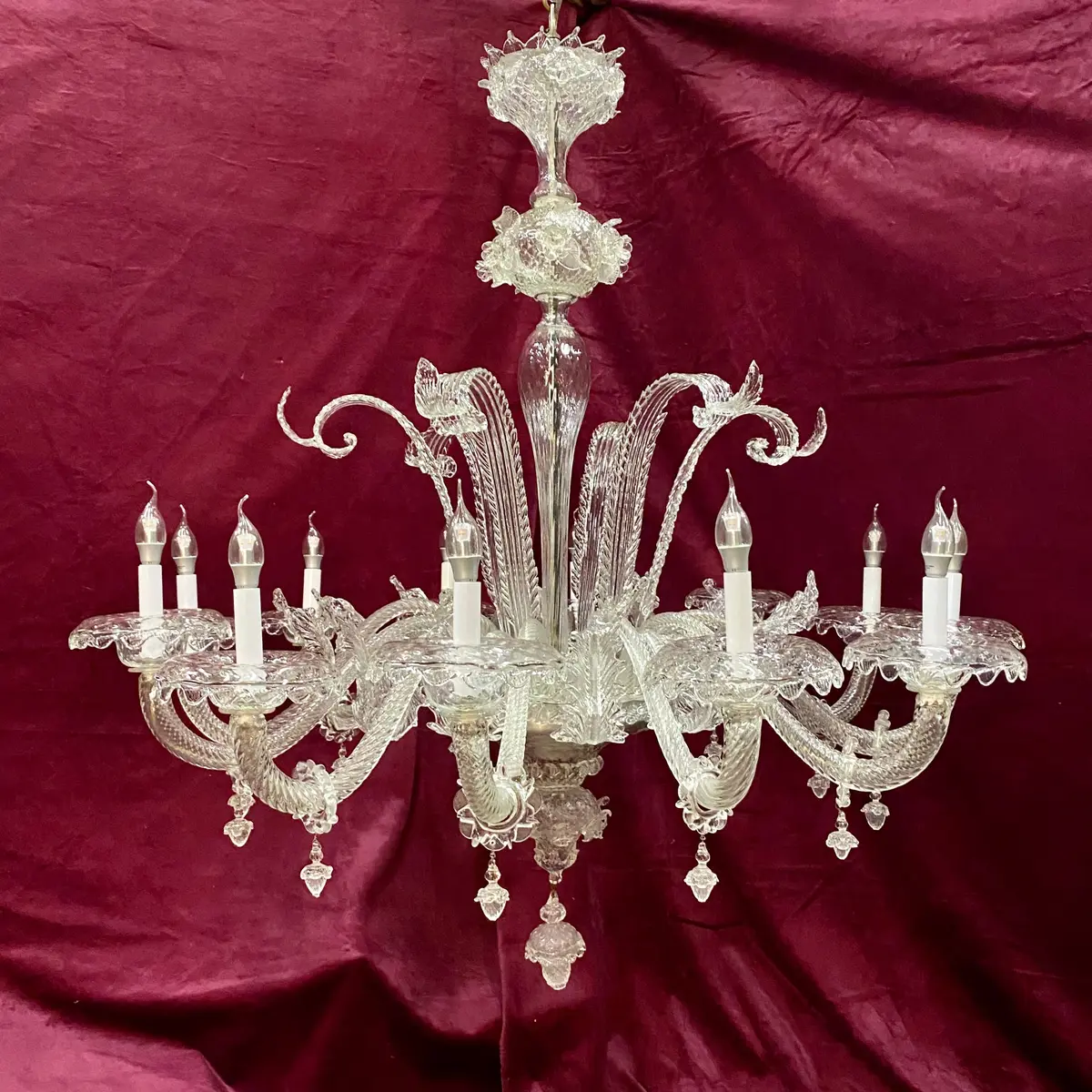 Pair Of Very Rare Magnificent Murano Chandeliers - Sold 1