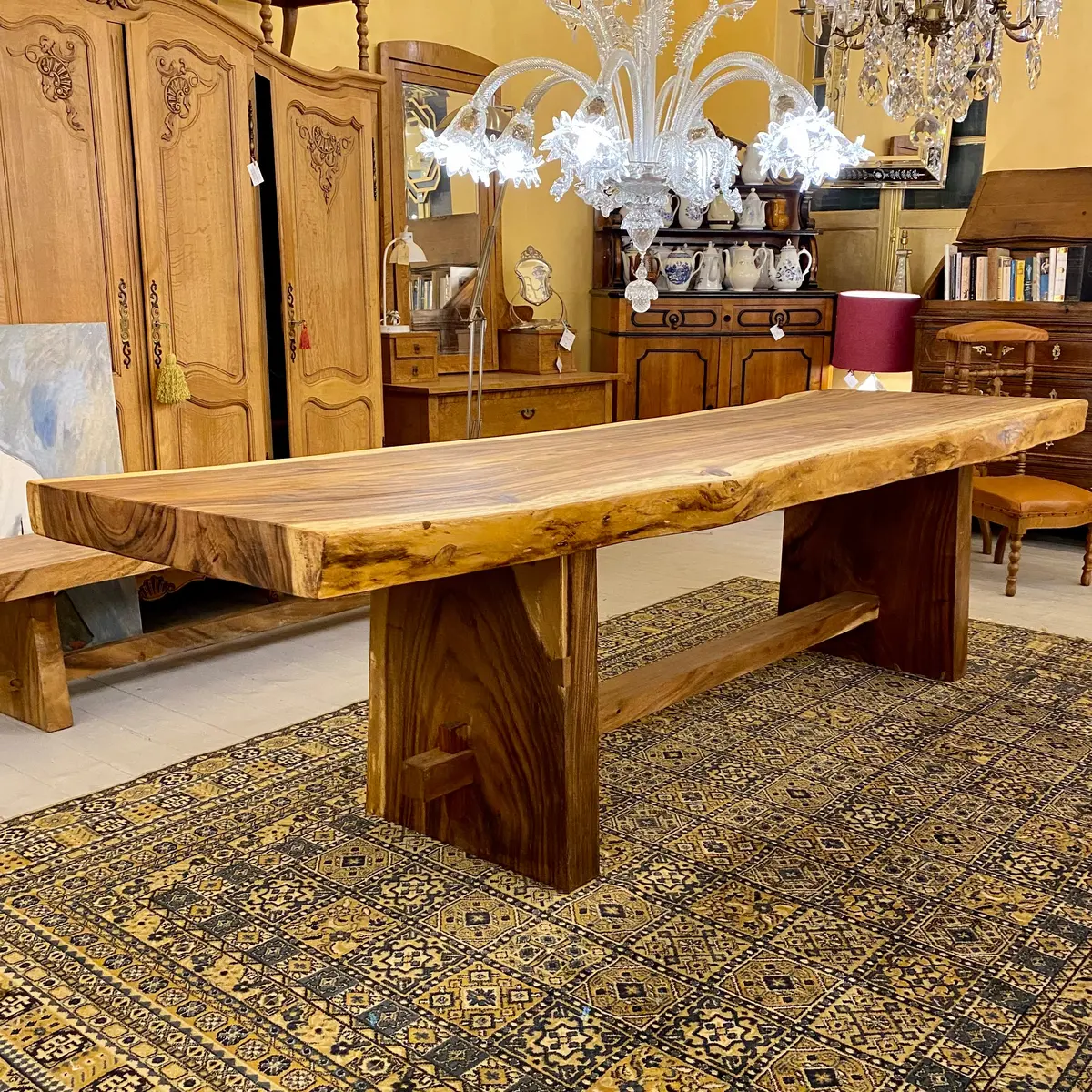 Large White Cedar Wood Dining Table - Sold 1