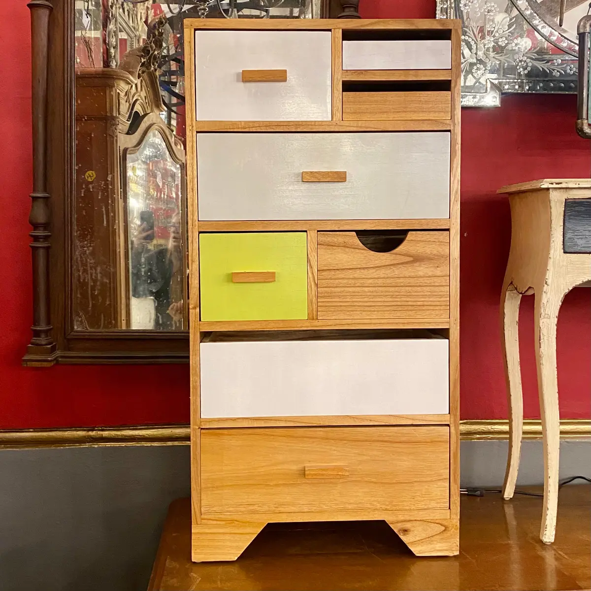 White & Yellow Retro Style Chest Of Drawers 1