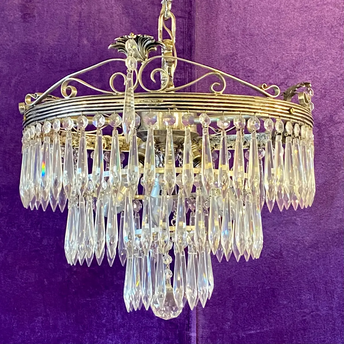 Hand Made Nickel Plated Crystal Waterfall Chandelier 1