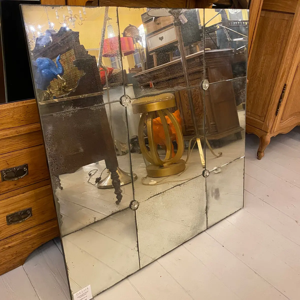 Aged Panelled Mirror With Rosettes - Sold 1