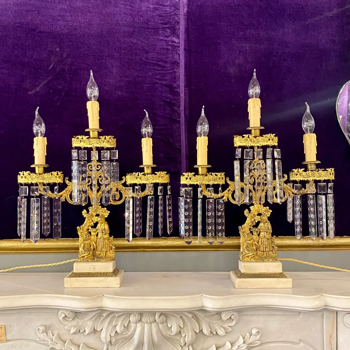 Magnificent Pair Of Gilt Metal And Marble Candelabra - Sold 1