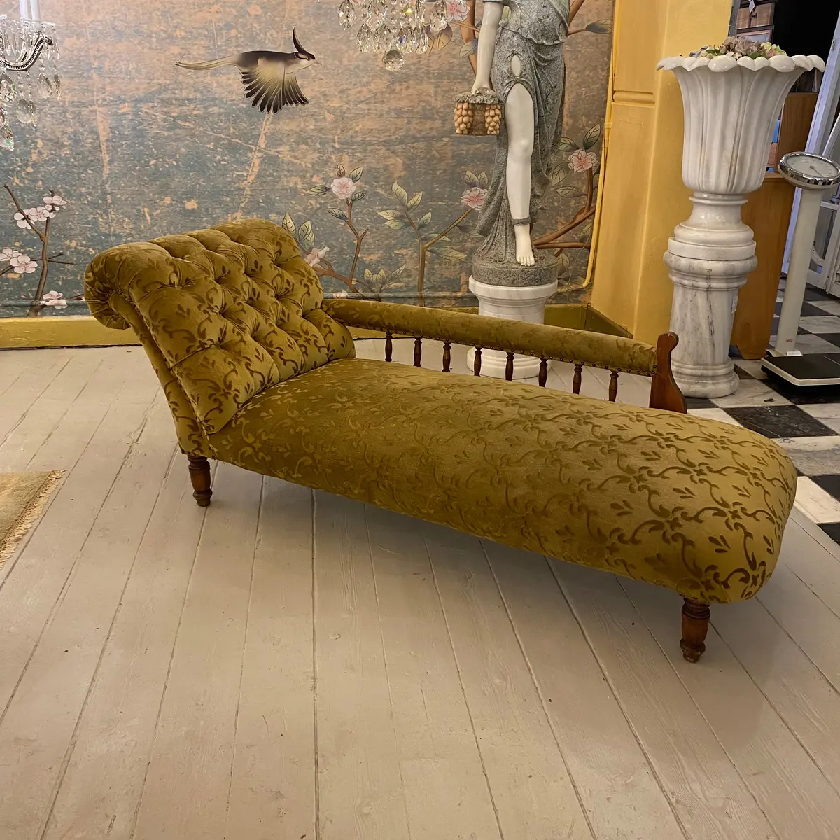 Antique Velvet Chaise Lounge - Sold 1