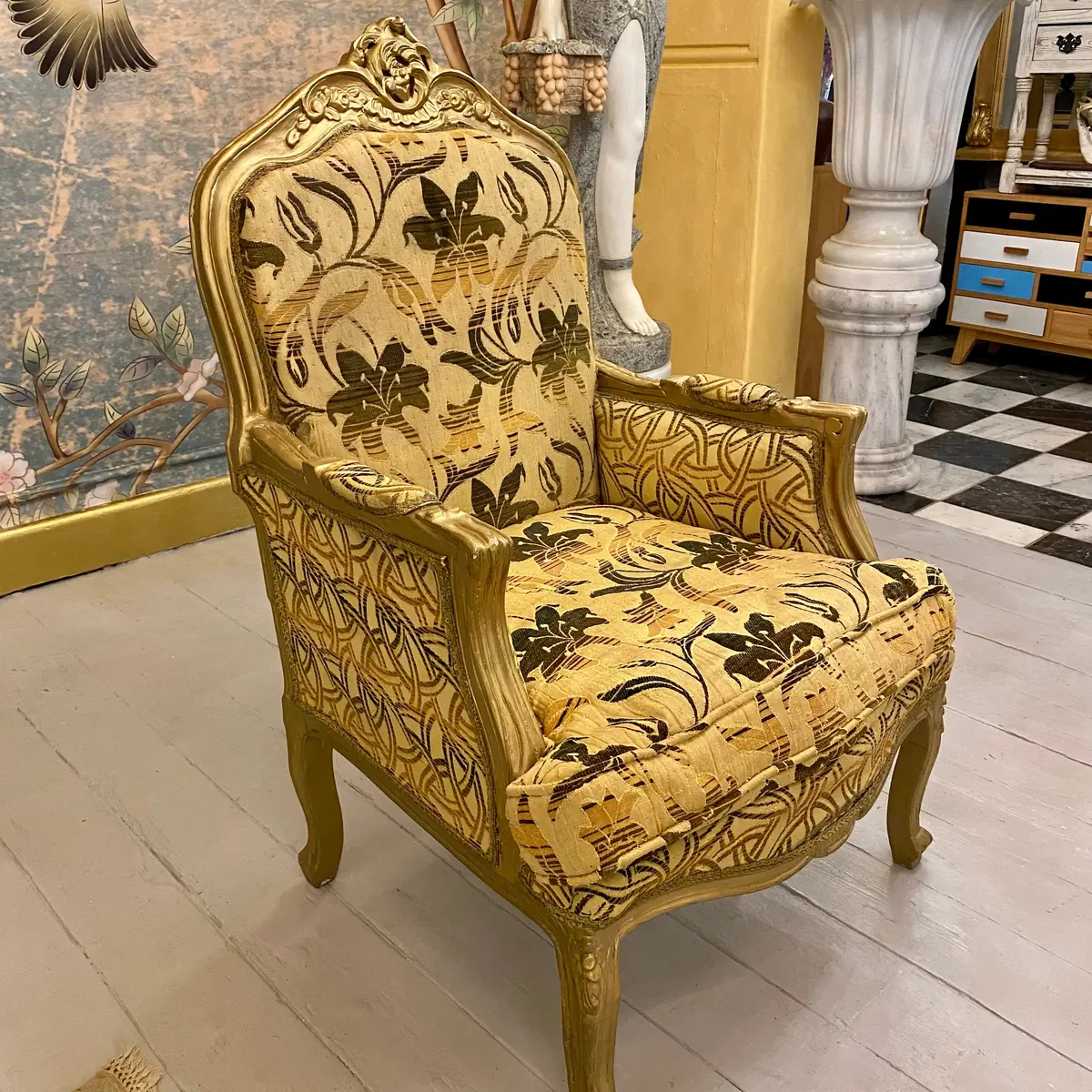 Gold French Style Salon Armchair - Sold 1