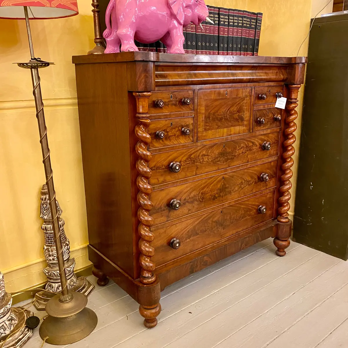 Antique Flame Mahogany Chest Of Drawers - Sold 2