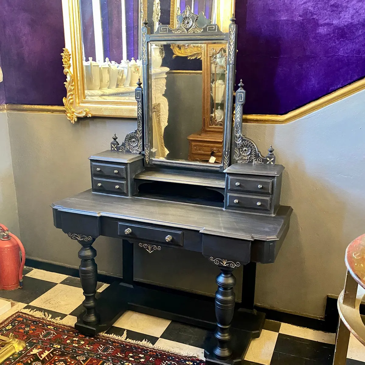 Victorian Dressing Table Painted In A Matte Charcoal Finish - Sold 1