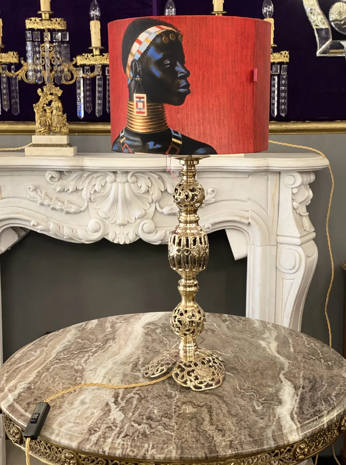 Vintage Pierced Brass Table Lamp - Sold 1