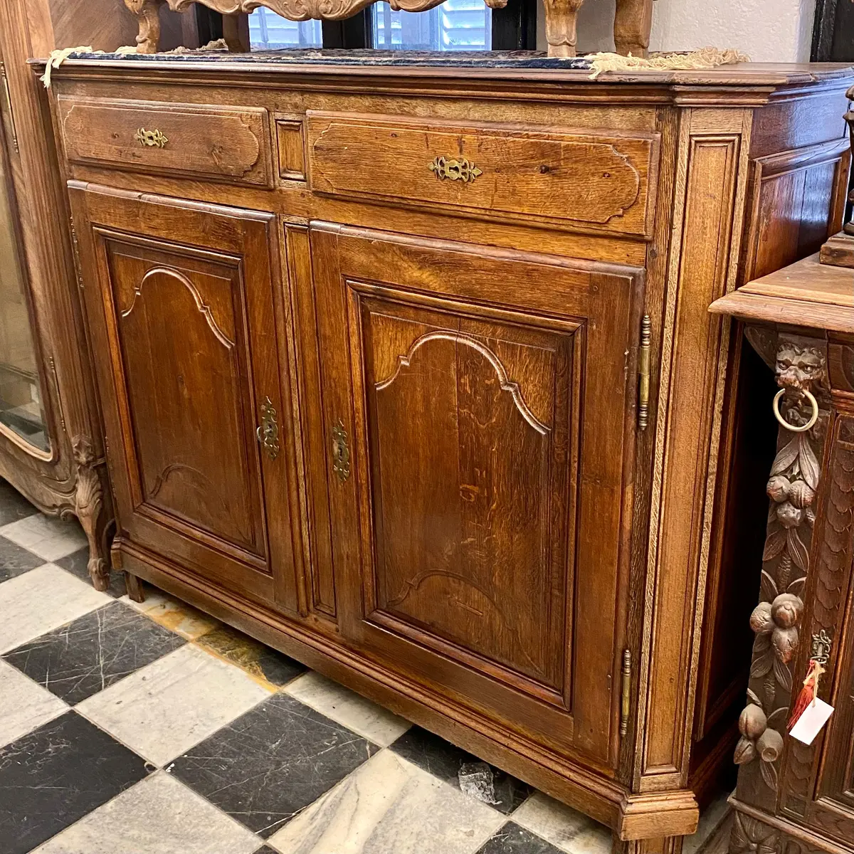 Antique Carved Oak Server 1
