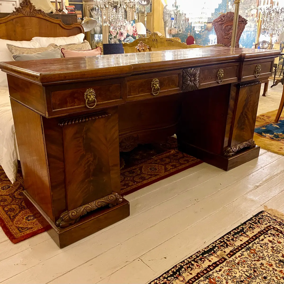 Victorian Mahogany Server With Carved Detail & Brass Handles - Sold 1