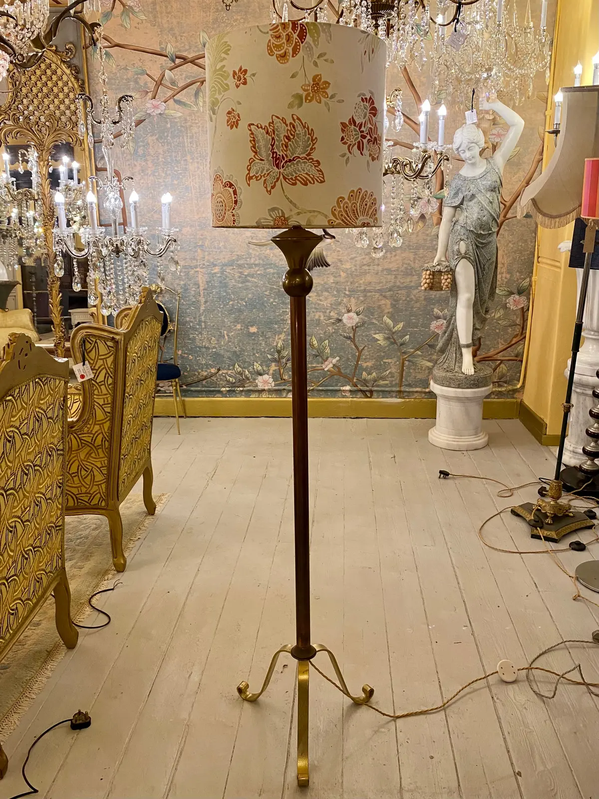 Art Deco Copper & Brass Standing Lamp 1