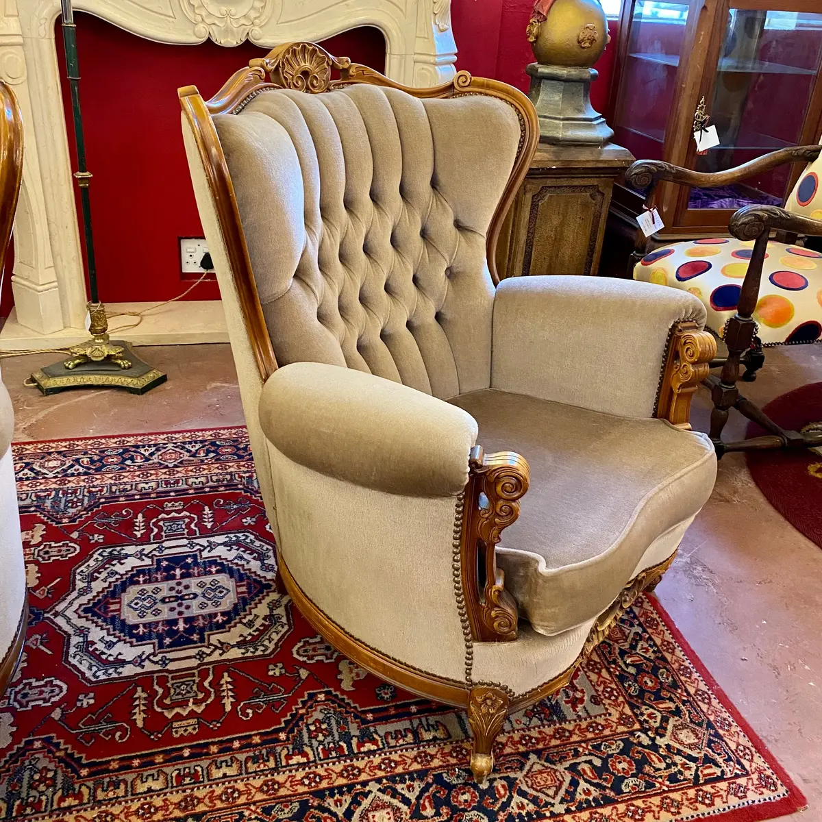 A Deep Button Walnut Armchair - Sold 1