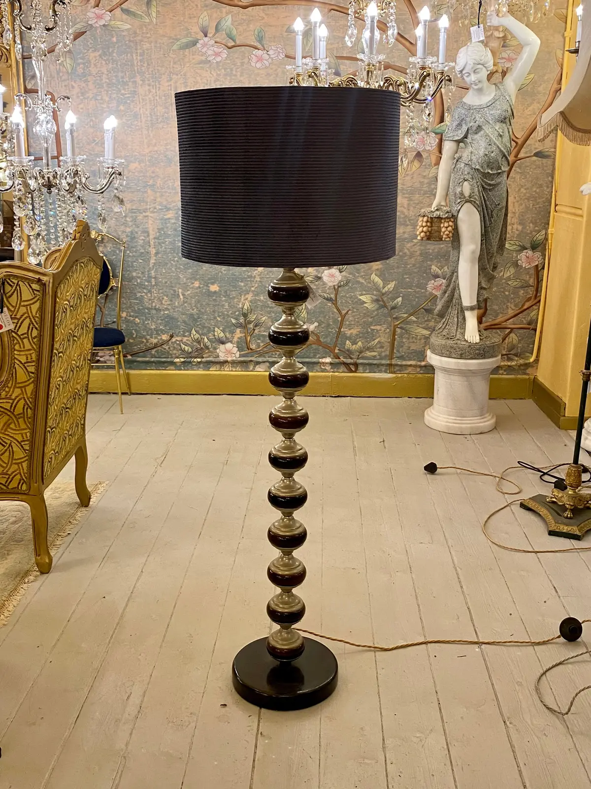 Art Deco Wood & Chrome Standing Lamp - Sold 1