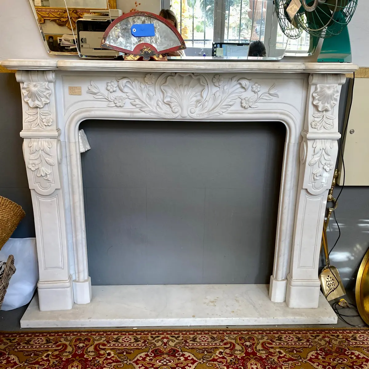 White Marble Hand Carved Fireplace Surround - Sold 1